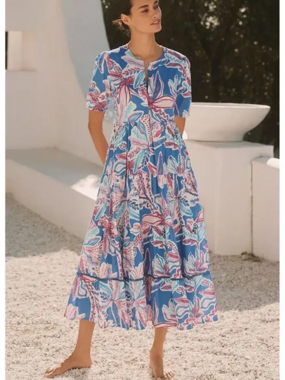 Olinda-Blue Daphne Midi-Dress
